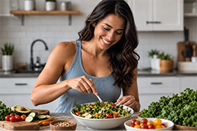 Fresh Salad in a Cozy Kitchen