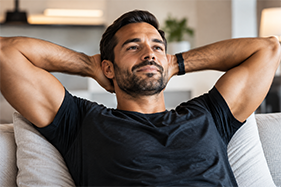 Relaxed Man in a Cozy Modern Interior